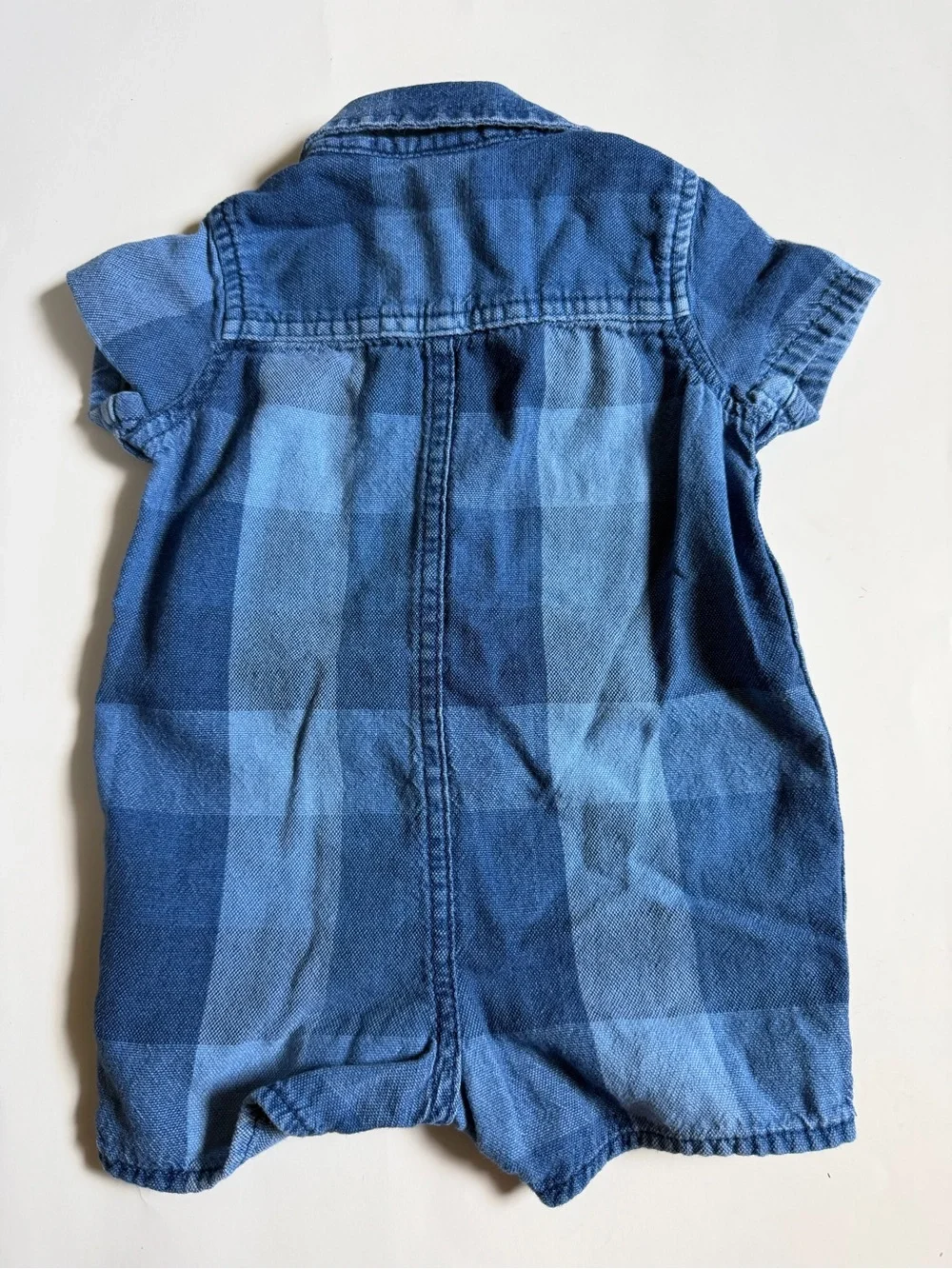 GAP Blue Plaid Short-Sleeve Romper